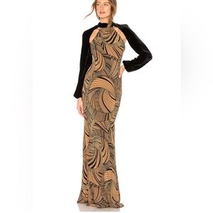 Velvet Sleeve Print Dress